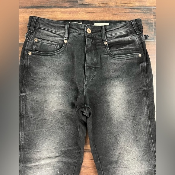 Anthro Pilcro Black Buckled Boyfriend Jeans HighRise Cinch Waist -Size 27 - Picture 6 of 16